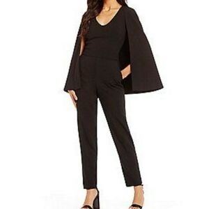 Trina Turk Cape Jumpsuit Black Womens Size 0 XS Sleeveless Straight Leg